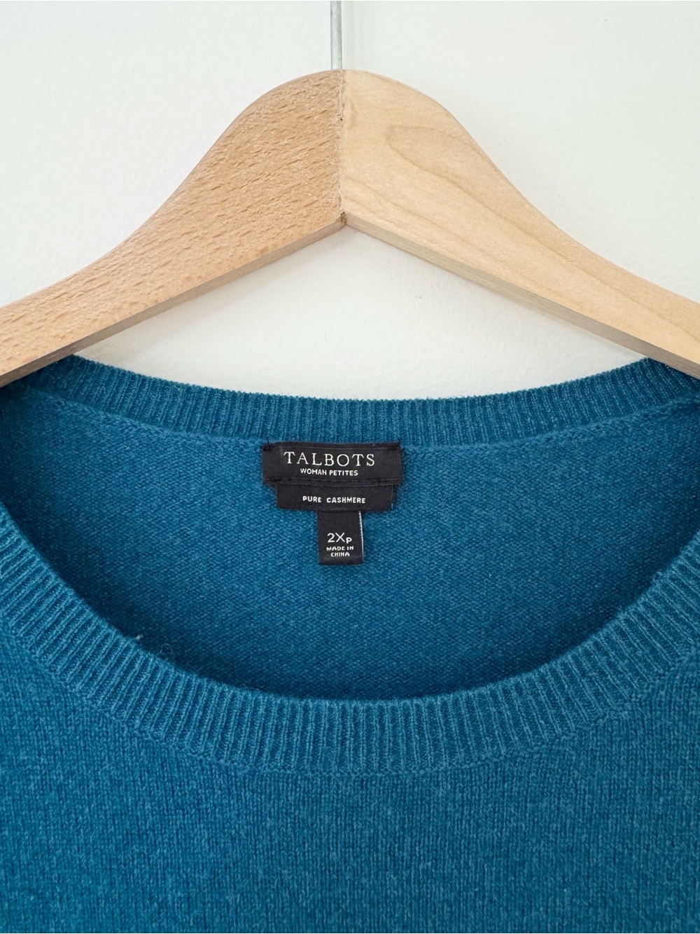 Talbots Audrey 100% Cashmere Sweater Teal Ocean Blue Plus Size 2X Petite 2XP - Picture 10 of 10